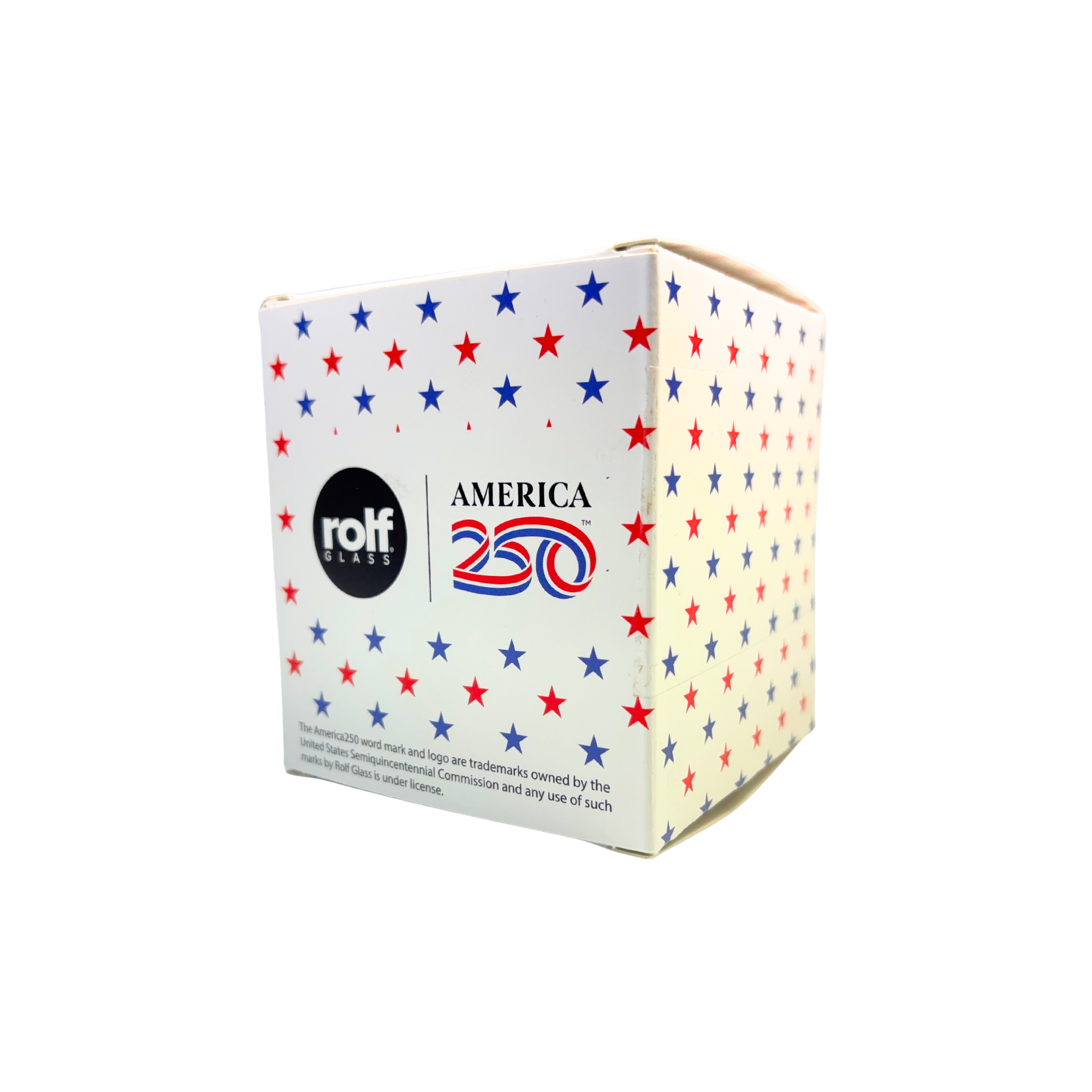 1776 America250 Gift Box with star pattern and Rolf Glass branding on a white background