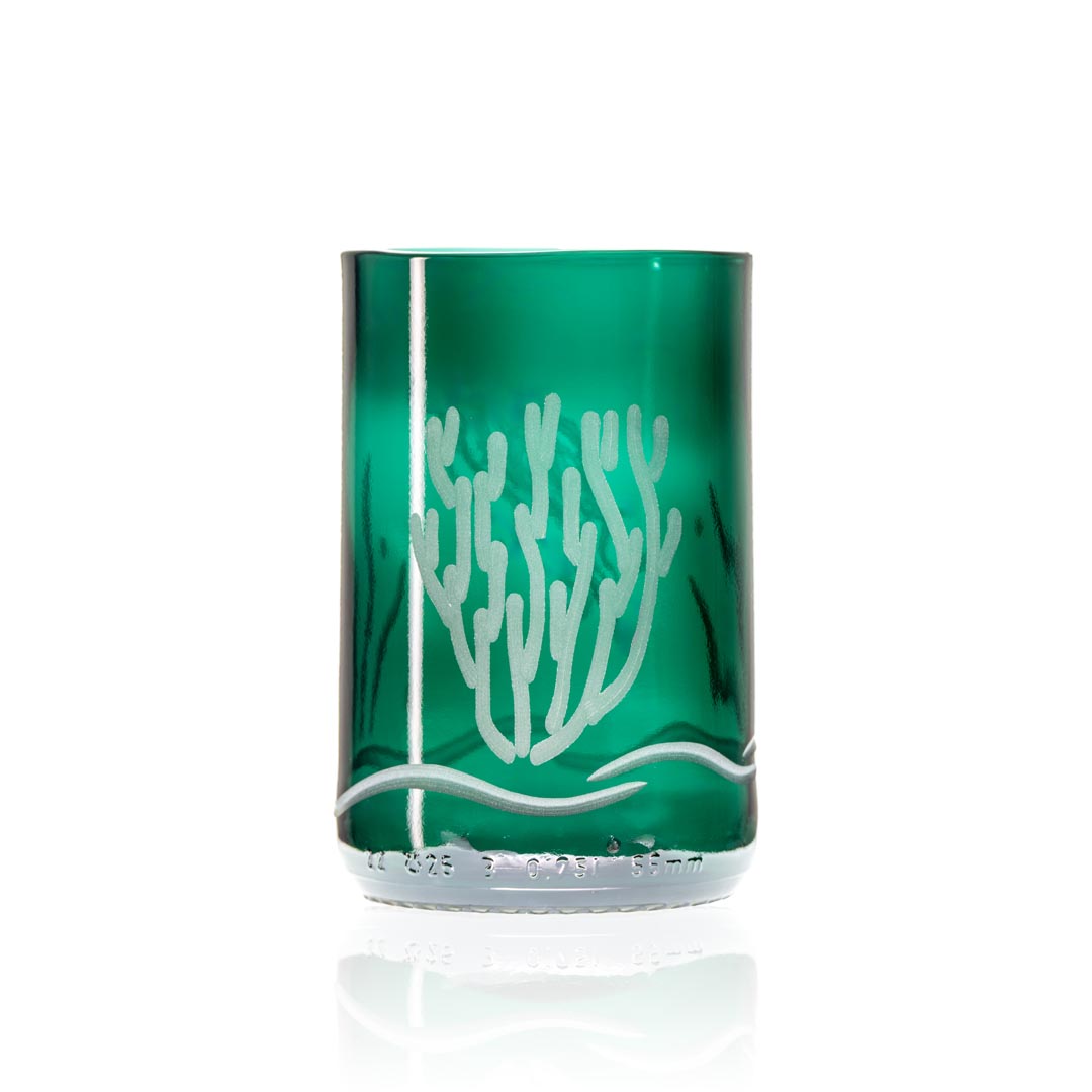 Coral Twice Around 12oz Teal Repurposed Tumbler by Rolf Glass