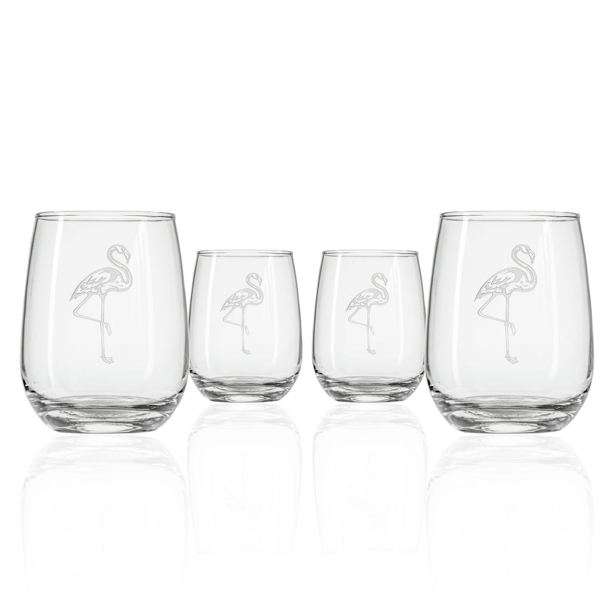 Rolf Glass Flamingo Stemless Wine Glass Set of 4