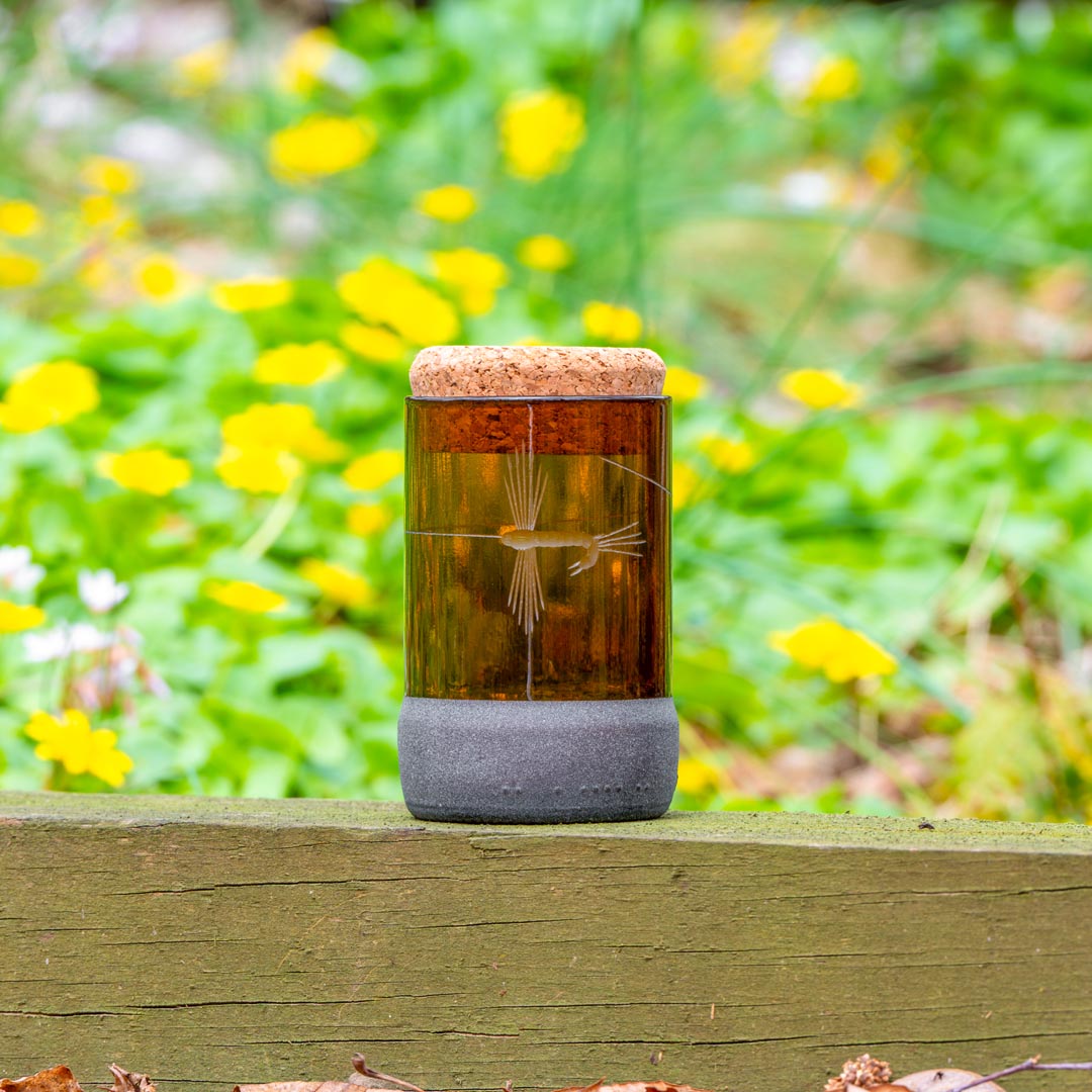 Fly Fishing Twice Around 3.5 inch stash jar with cork stopper by Rolf Glass