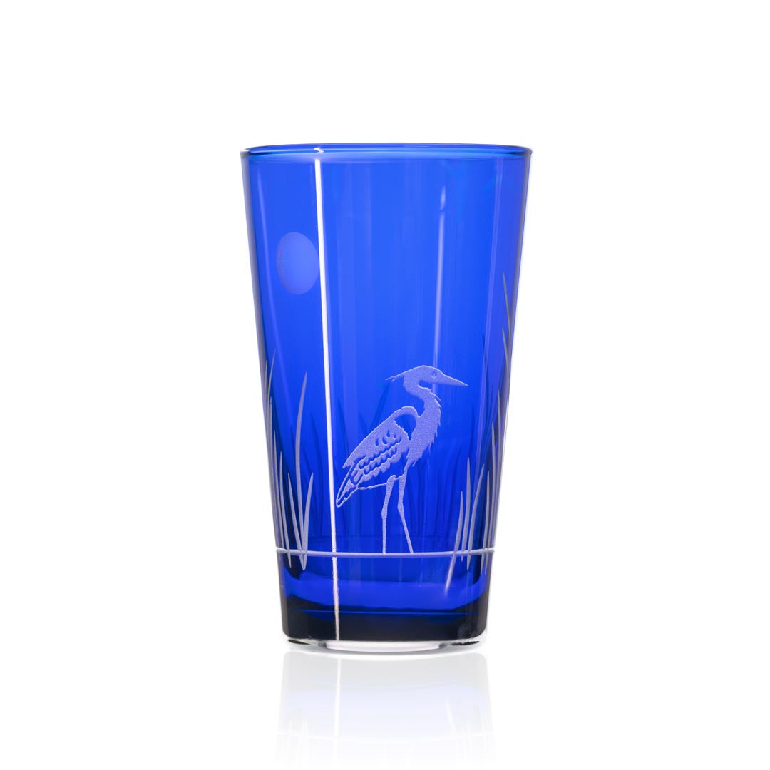 Heron 17oz Cobalt Blue Beer Pint Glass by Rolf Glass