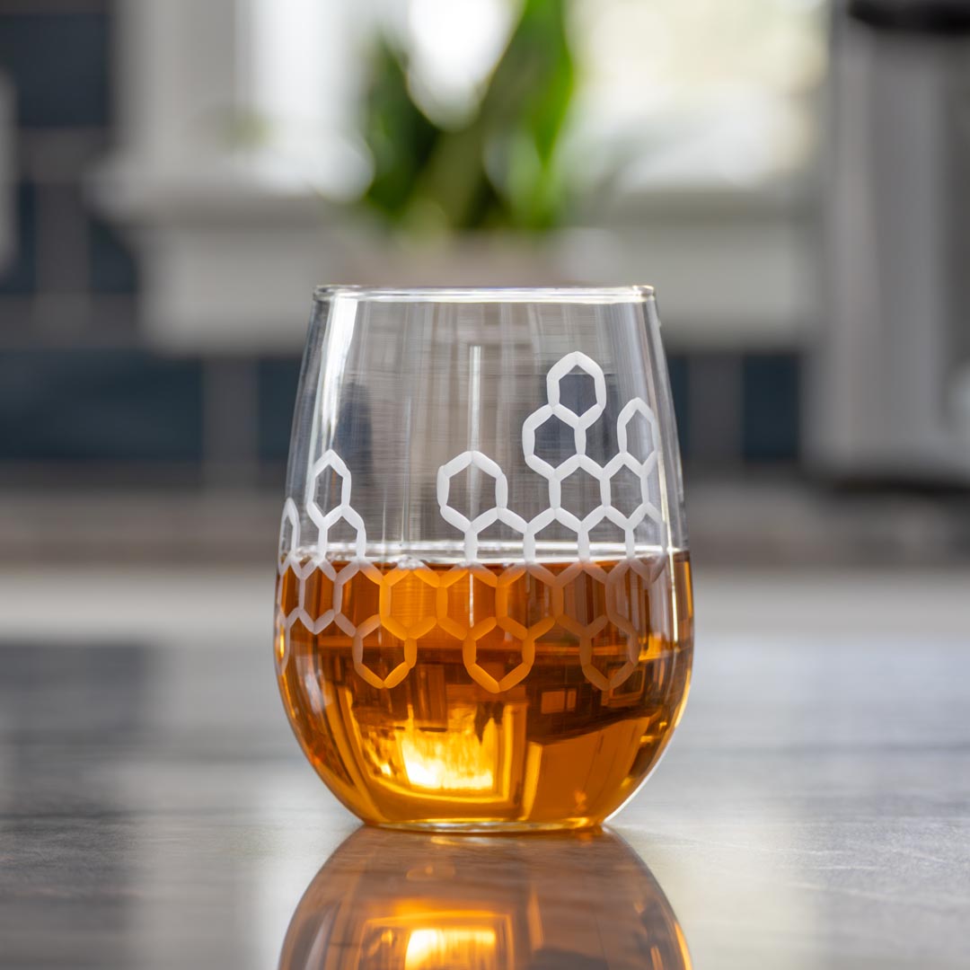 Honeycomb 17oz Stemless Wine Glass by Rolf Glass