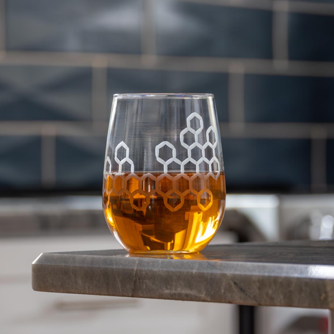 Honeycomb 17oz Stemless Wine Glass by Rolf Glass