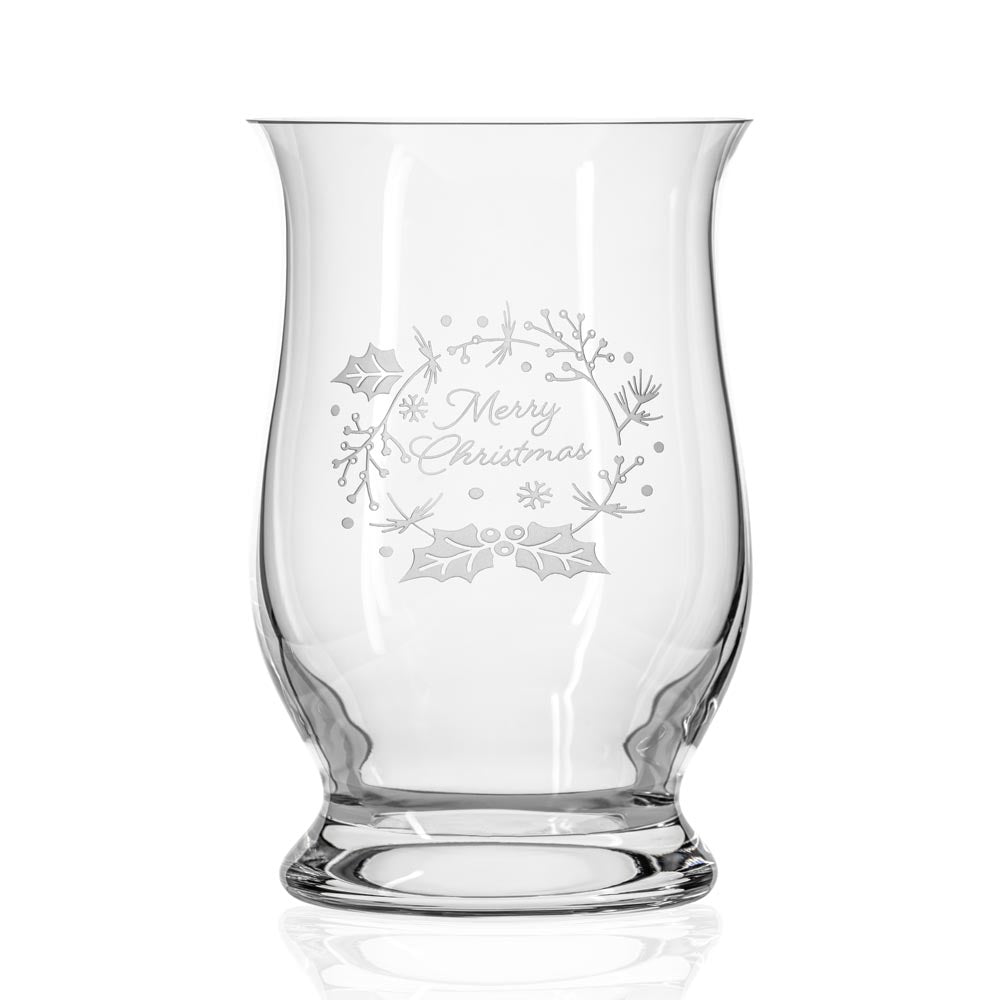 Rolf Glass Merry Christmas Candle Hurricane Shade