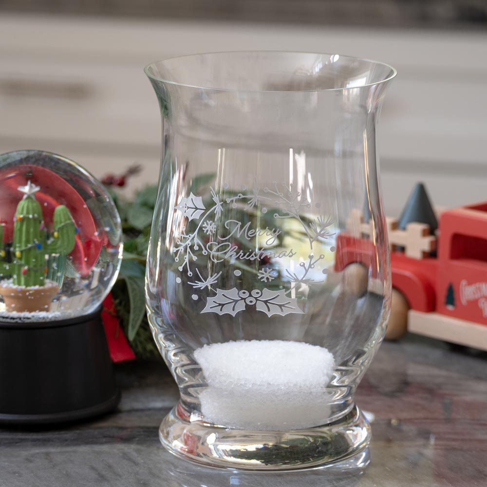 Rolf Glass Merry Christmas Candle Hurricane Shade