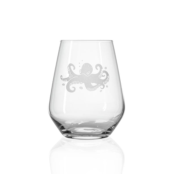 Rolf Glass Octopus 18oz Stemless Wine Tumbler Glass