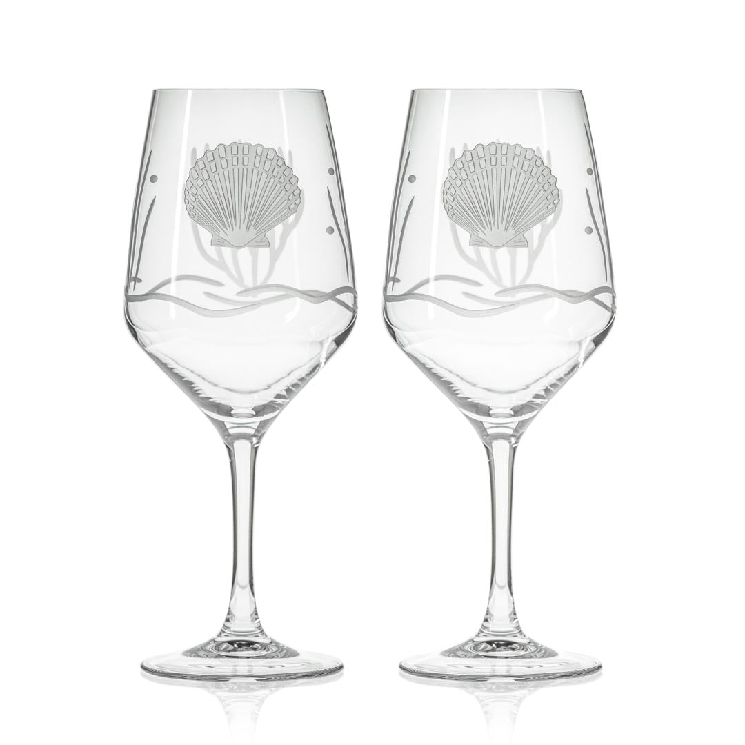 Scallop Shell 19.5oz All Purpose Wine Set of 2 Glass by Rolf Glass