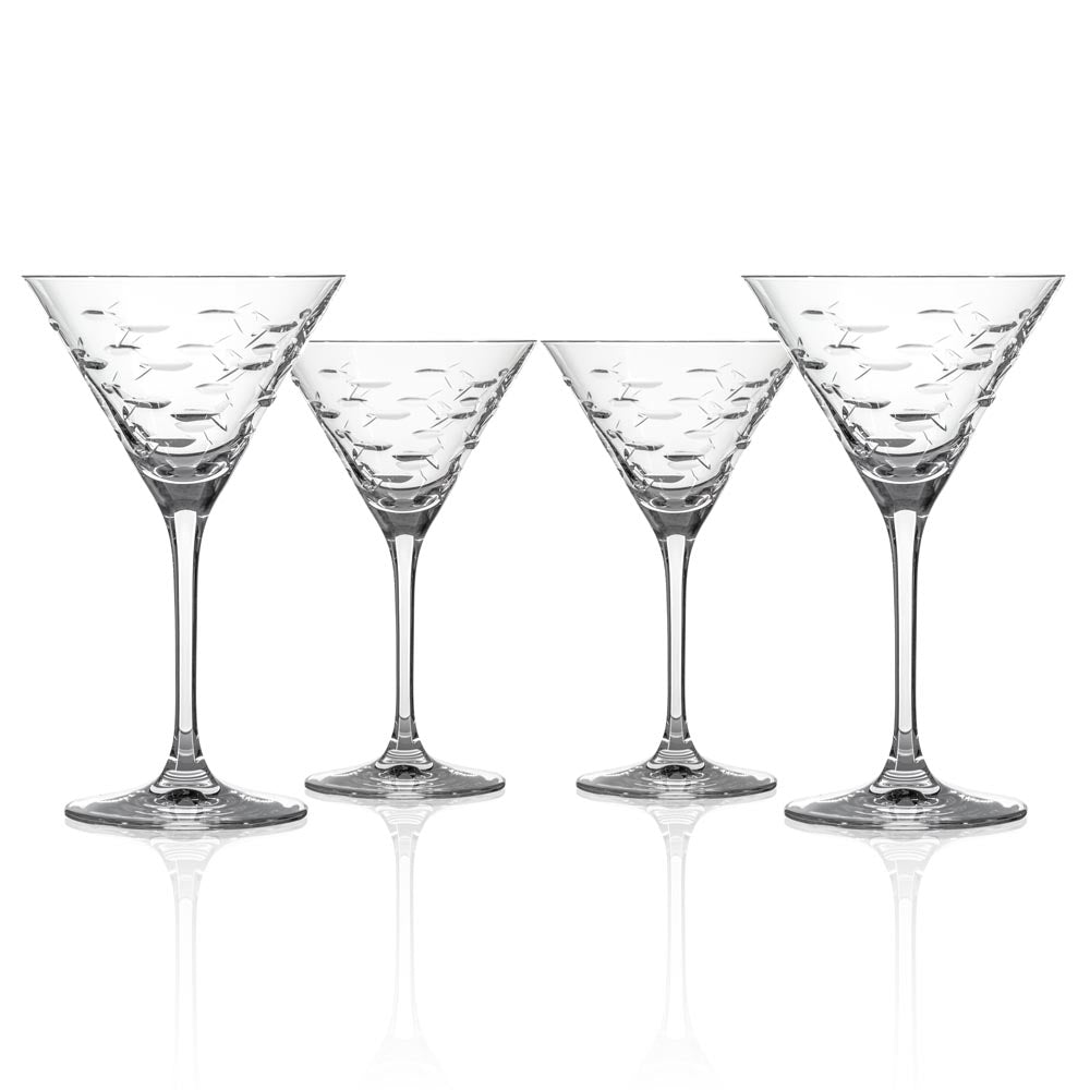 School of Fish 10oz Martini Cocktail Glass, Set of 4