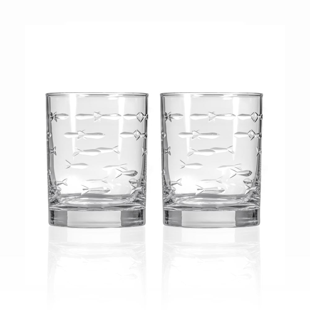 Rolf Glass School of Fish 13oz Double Old Fashioned Whiskey Glass