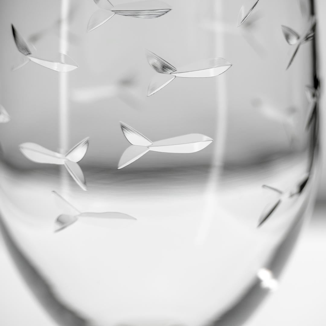 Rolf Glass School of Fish 16oz Footed Iced Tea Glass