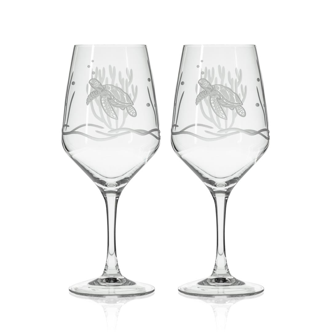 Sea Turtle 19.5oz All Purpose Wine Set of 2 Glass by Rolf Glass