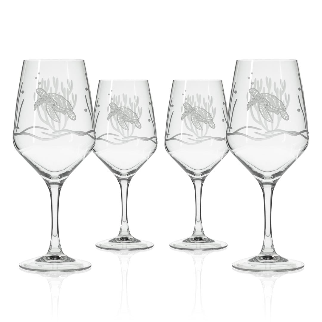 Sea Turtle 19.5oz All Purpose Wine Set of 4 Glass by Rolf Glass