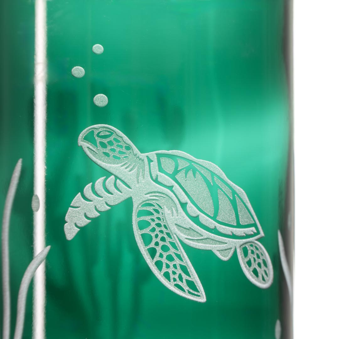 Sea Turtle Twice Around 12oz Teal Repurposed Tumbler by Rolf Glass