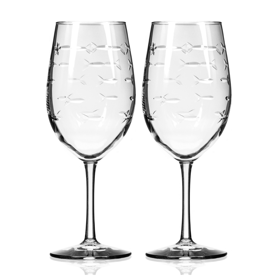 School of Fish All Purpose Wine Glass Set of 2 by Rolf Glass