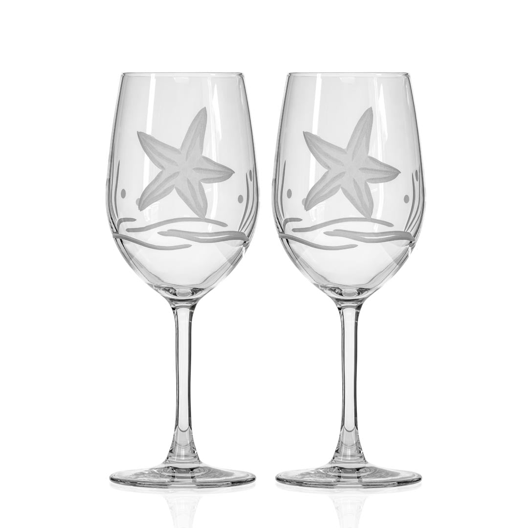 Rolf Glass Starfish 12oz White Wine Glass Set of 2