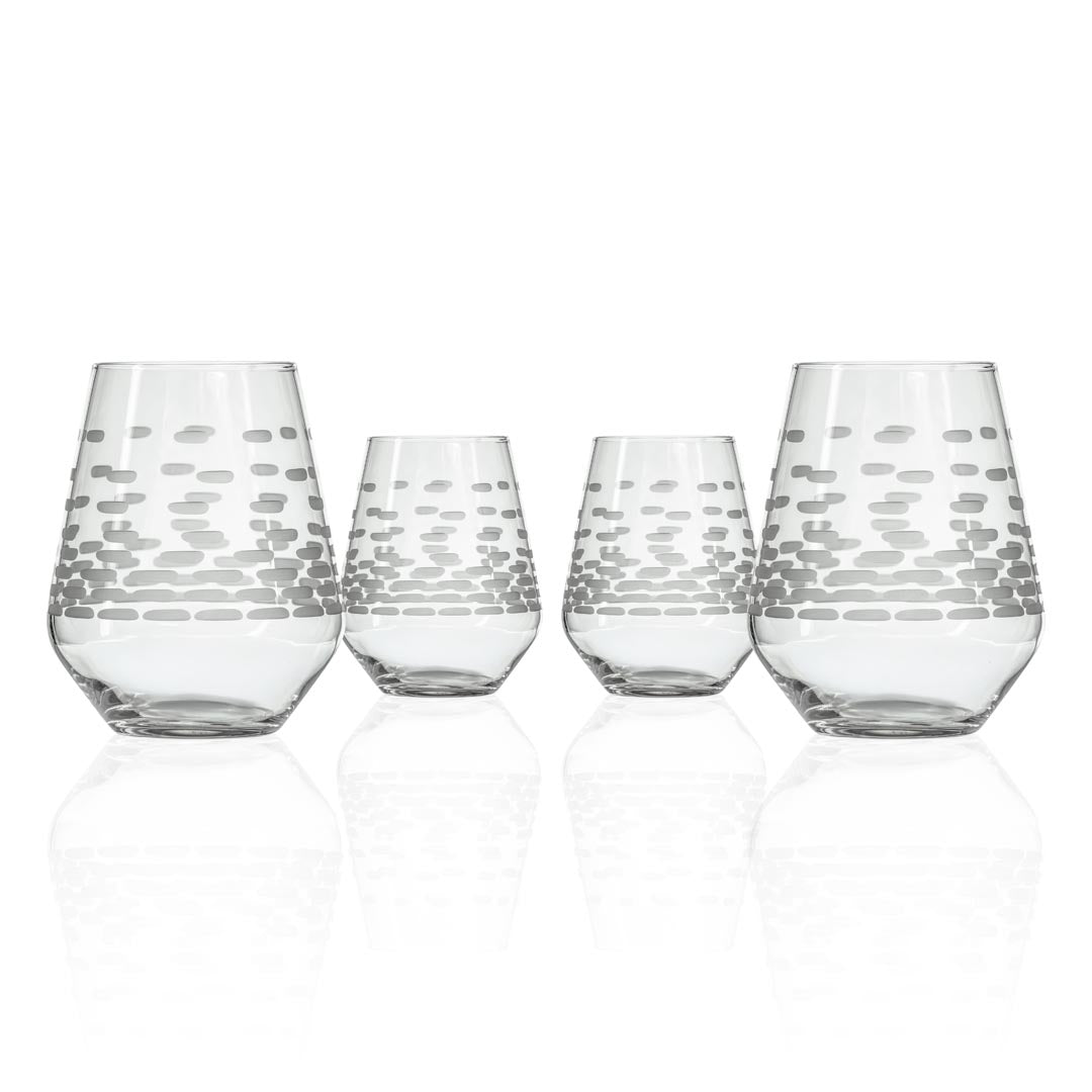 Rolf Glass Strata 18oz Stemless Wine Glass Set of 4