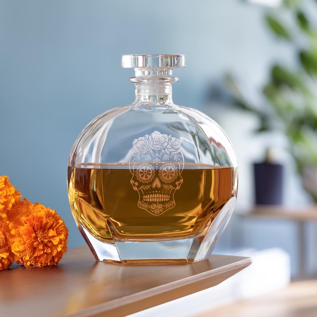 Sugar Skull 23oz whiskey decanter by Rolf Glass