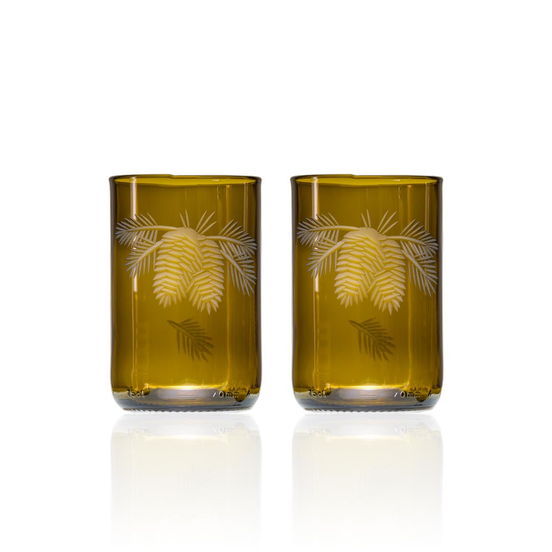 Twice Around Repurposed 12oz Amber Woodland Pine Tumbler Set of 2 by Rolf Glass