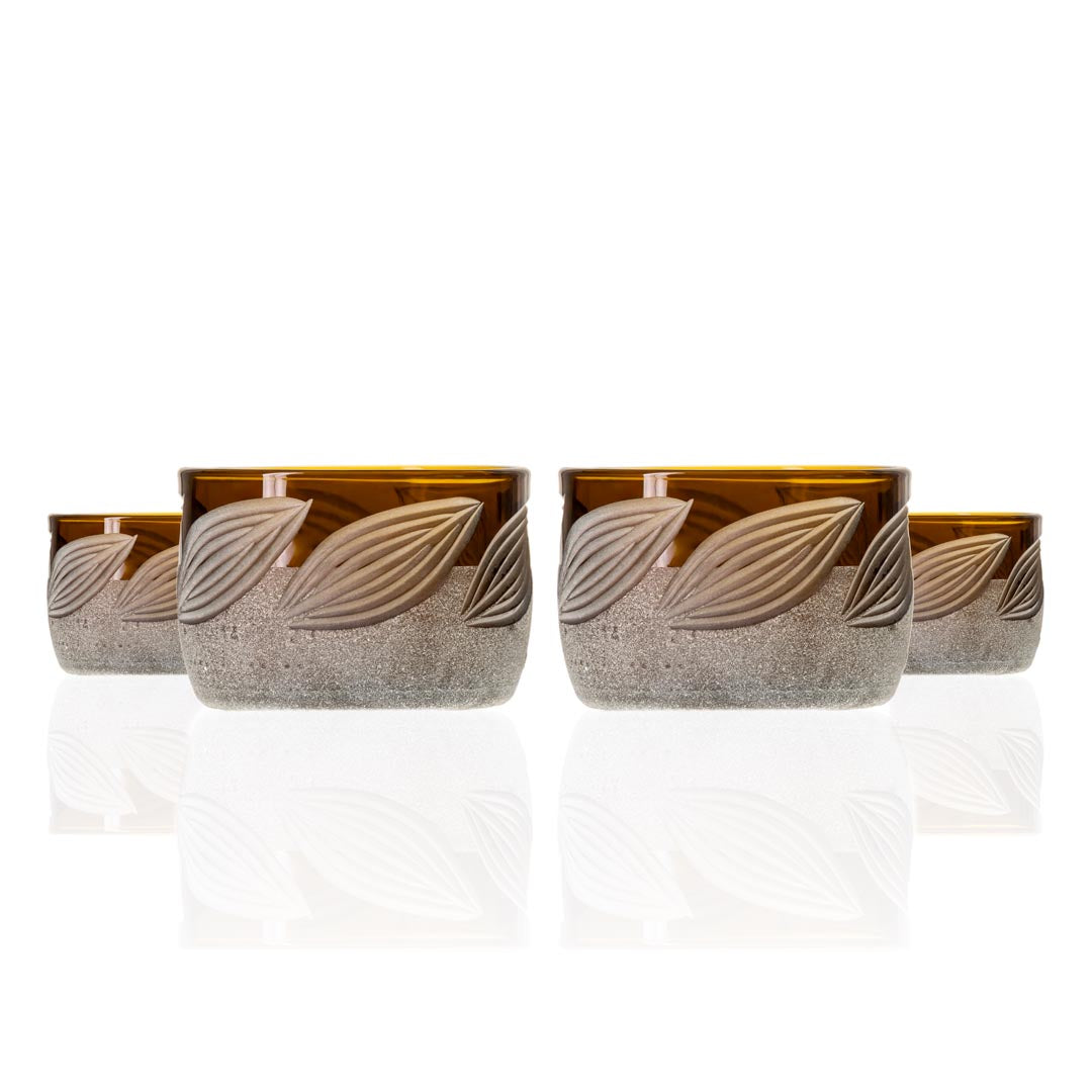 Rolf Glass Twice Around Citrus Garden Mocha 2in Mini Sipper set of 4