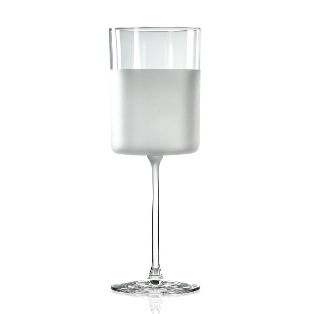 UNICEF Market  Set of 4 Frosted Wine Glasses Handblown from Recycled Glass  - Frosted White
