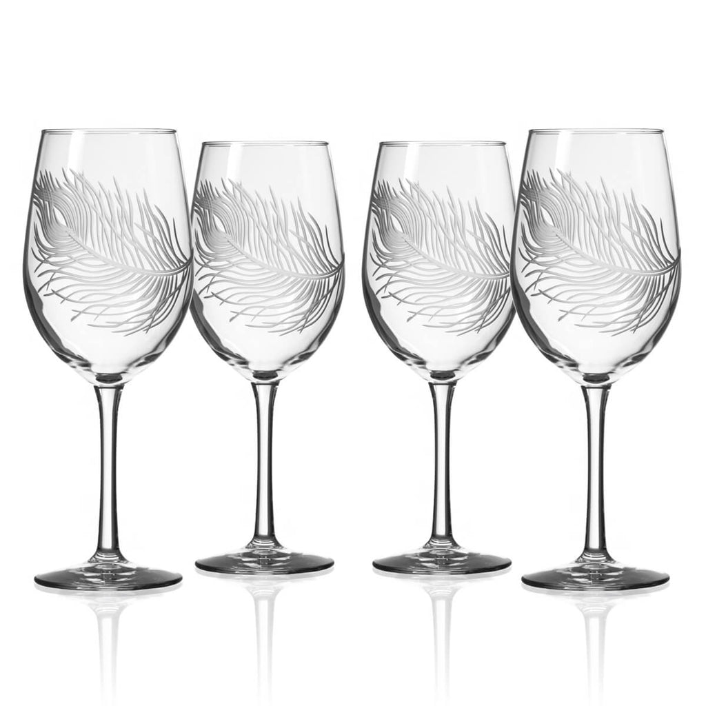 Rolf Glass Peacock White Wine 12oz - Set of 4 Glasses