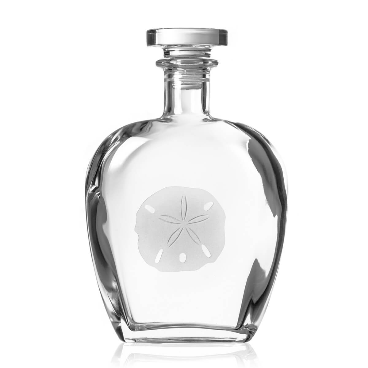 Rolf Glass Sand Dollar 23oz Whiskey Decanter 3pc Set
