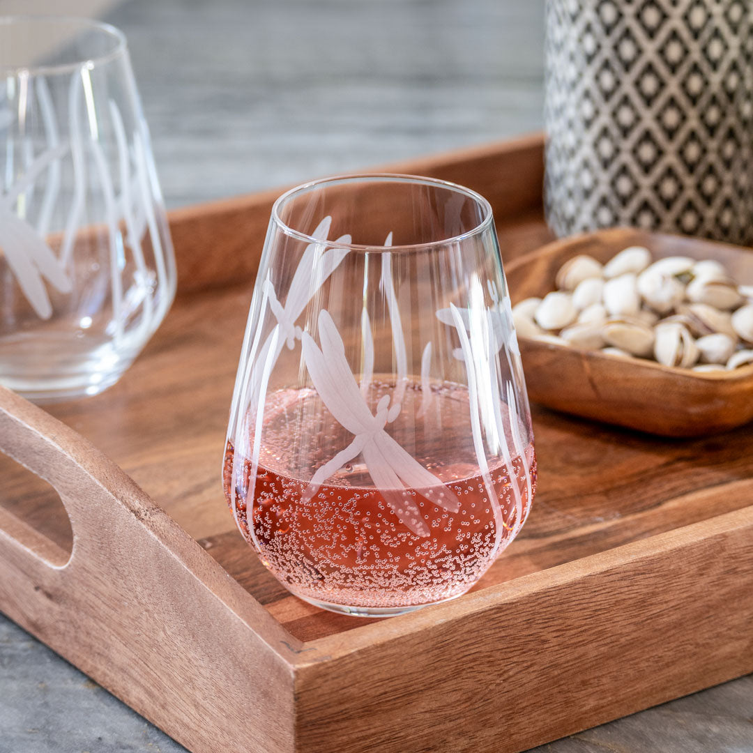 Rolf Glass Dragonfly 18oz Stemless Wine Tumbler Glass