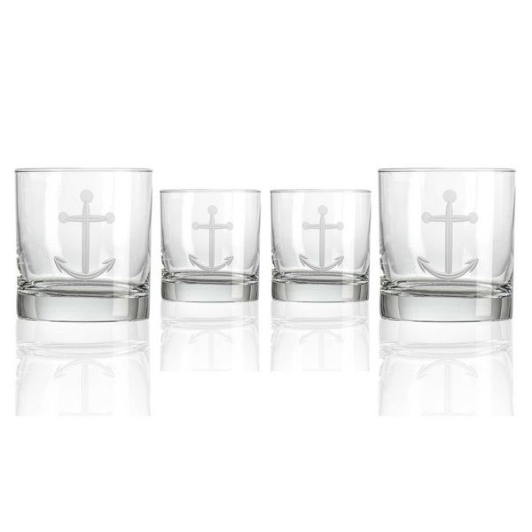 Rolf Glass Anchor On The Rocks Glass Set of 4