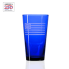 America 250 Betsy Ross Flag 16oz Cobalt Blue Beer Pint Glass by Rolf Glass with OLP