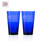 America 250 Betsy Ross Flag 16oz Cobalt Blue Beer Pint Glass Set of 2 by Rolf Glass with OLP