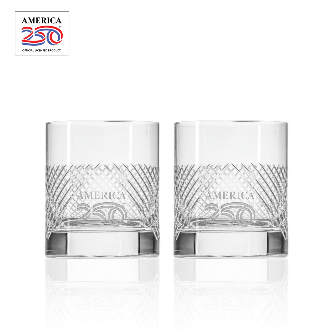 America 250th Anniversary 11oz Bourbon Street On The Rocks Cocktail Glass Set of 2 by Rolf Glass with OLP