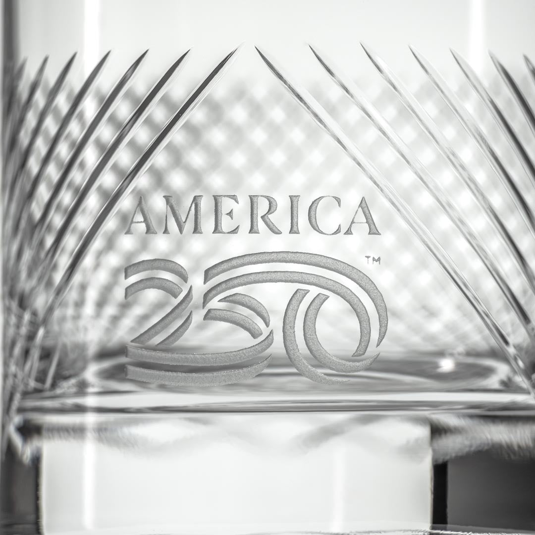 America 250th Anniversary 11oz Bourbon Street On The Rocks Cocktail Glass Detailed Engraving by Rolf Glass