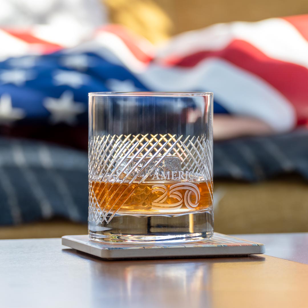 America 250th Anniversary 11oz Bourbon Street On The Rocks Whiskey Cocktail Glass by Rolf Glass