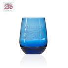 America 250 15oz Blue Stemless Wine Glass by Rolf Glass with OLP