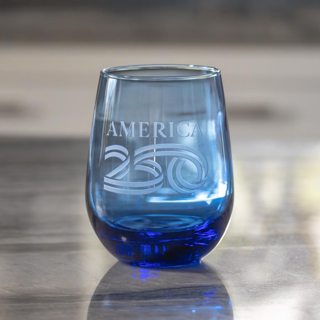 America 250 15oz Blue Stemless Wine Glass by Rolf Glass