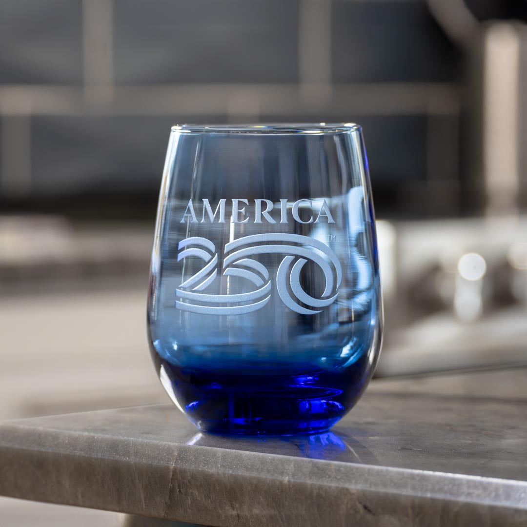 America 250 15oz Blue Stemless Wine Glass by Rolf Glass