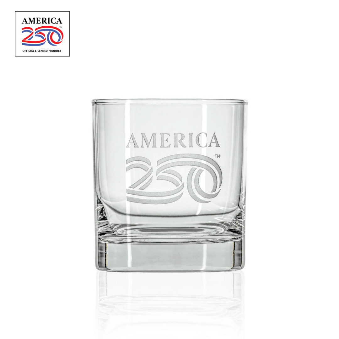 America 250 1776 10oz On The Rocks Whiskey Cocktail Glass by Rolf Glass with OLP