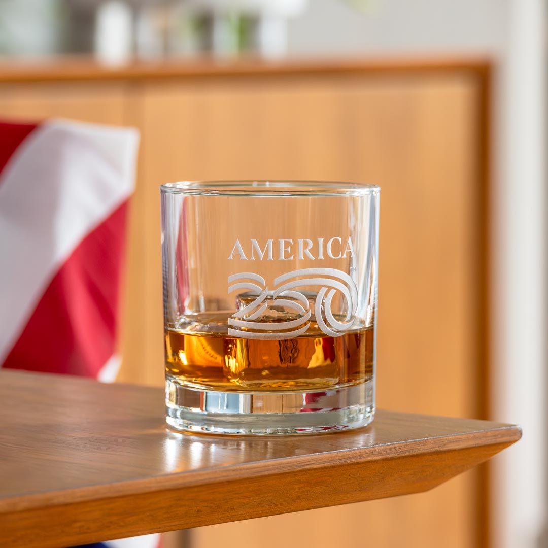 America 250 1776 10oz On The Rocks Whiskey Cocktail Glass by Rolf Glass