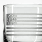 America 250 Betsy Ross Flag 10oz On The Rocks Cocktail Glass Detailed Sand Engraving by Rolf Glass