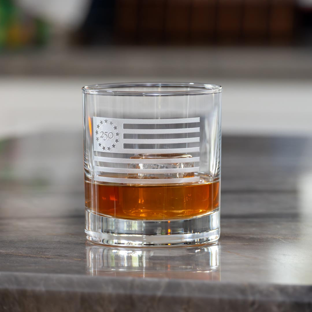 America 250 Betsy Ross Flag 10oz On The Rocks Cocktail Glass by Rolf Glass