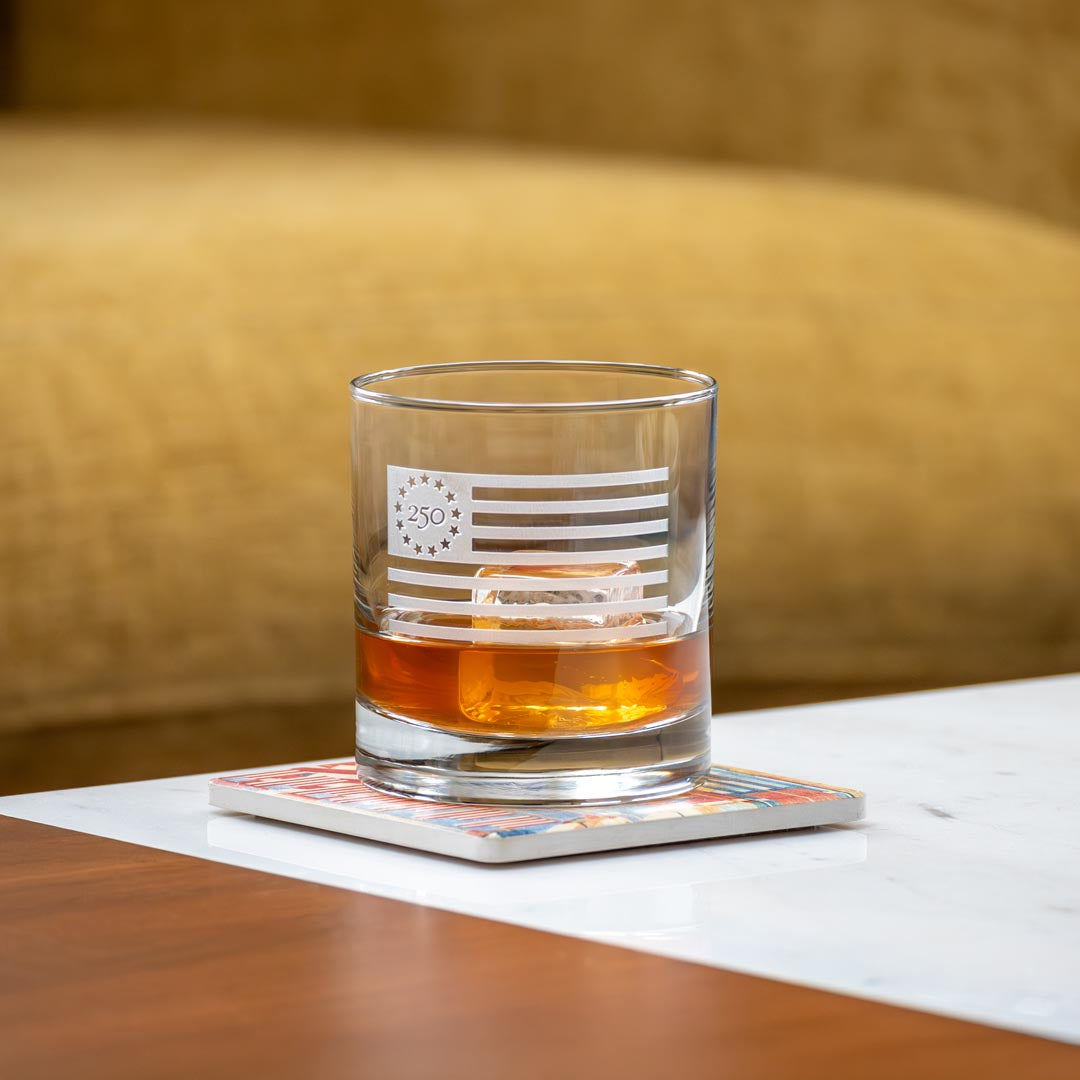 America 250 Betsy Ross Flag 10oz On The Rocks Cocktail Glass by Rolf Glass