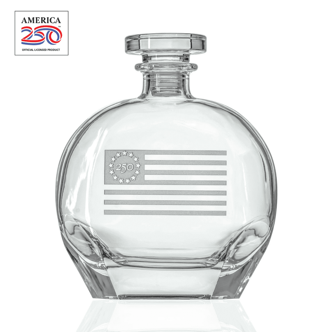 America 250th Anniversary Betsy Ross Flag Whiskey Decanter by Rolf Glass with OLP