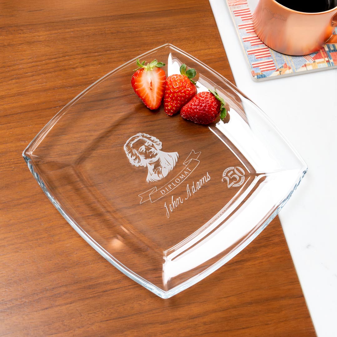 America 250 Founding Fathers 8in Glass Plate John Adams by Rolf Glass