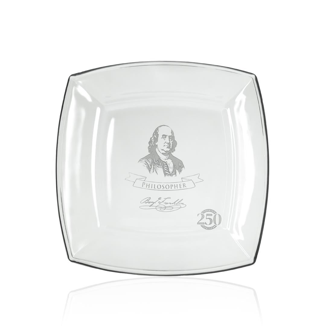 America 250 Founding Fathers 8in Glass Plate Benjamin Franklin by Rolf Glass