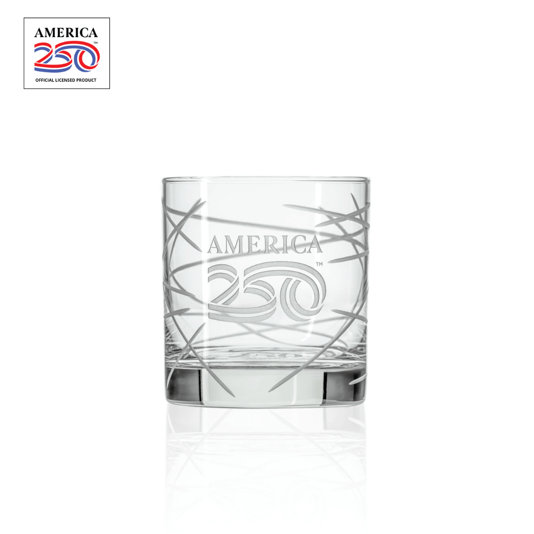 America 250th Anniversary 10oz Longitude On The Rocks Whiskey Cocktail Glass by Rolf Glass with OLP