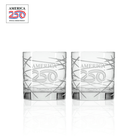America 250th Anniversary 10oz Longitude On The Rocks Whiskey Cocktail Glass Set of 2 by Rolf Glass with OLP
