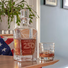 America 250 Longitude 10oz On The Rocks Whiskey Cocktail Glass and Decanter by Rolf Glass