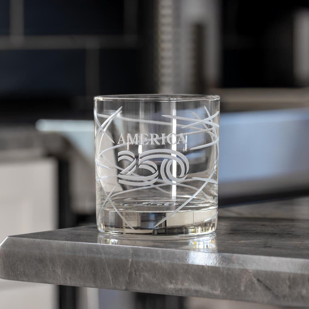 America 250 Longitude 10oz On The Rocks Whiskey Cocktail Glass by Rolf Glass