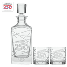 America 250th Anniversary 10oz Longitude On The Rocks Whiskey Cocktail Glass Decanter 3pc gift set by Rolf Glass with OLP