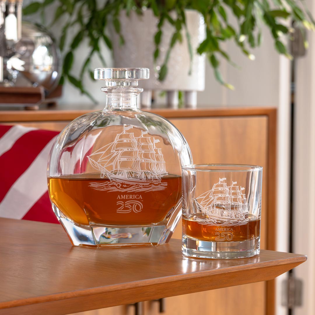 America250™ Tall Ship 3 Piece Gift Set | Whiskey Decanter and